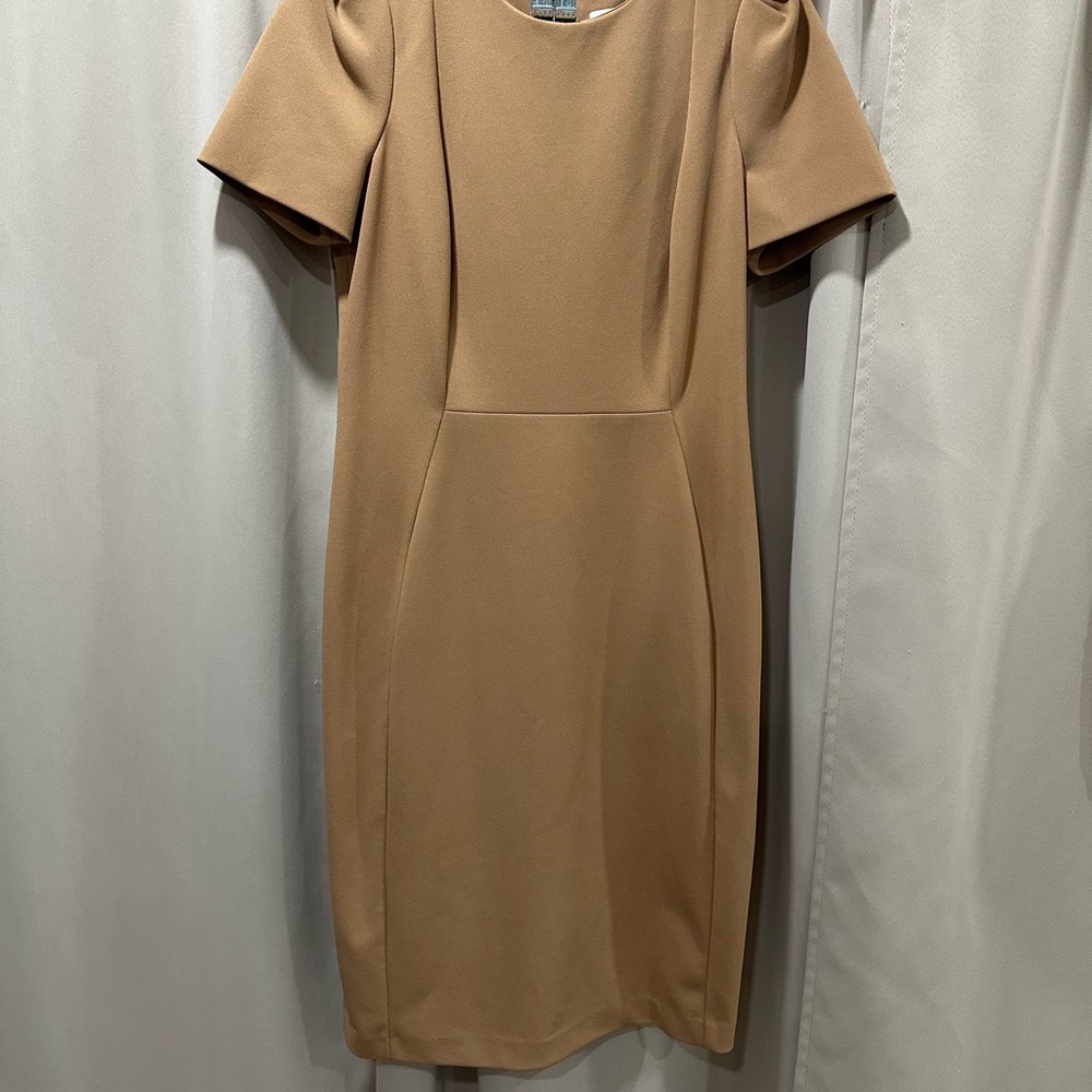 Elegant Tan Short Sleeve Dress